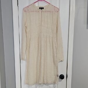 POL Cream Long Sleeve Sundress Coverup